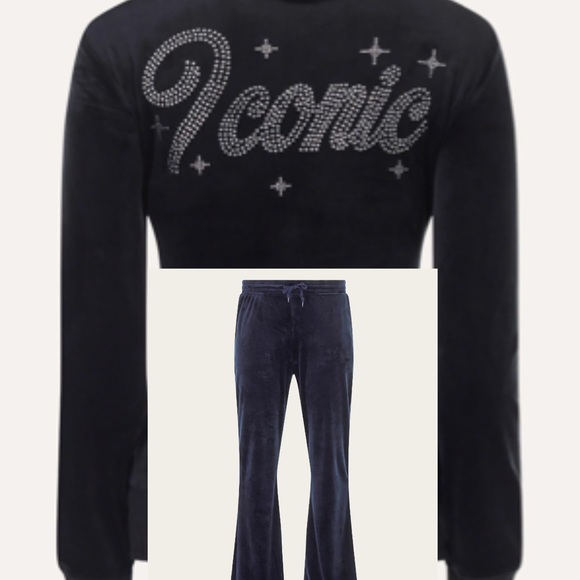 Paris Hilton Black Velour Pants - Picture 1 of 1